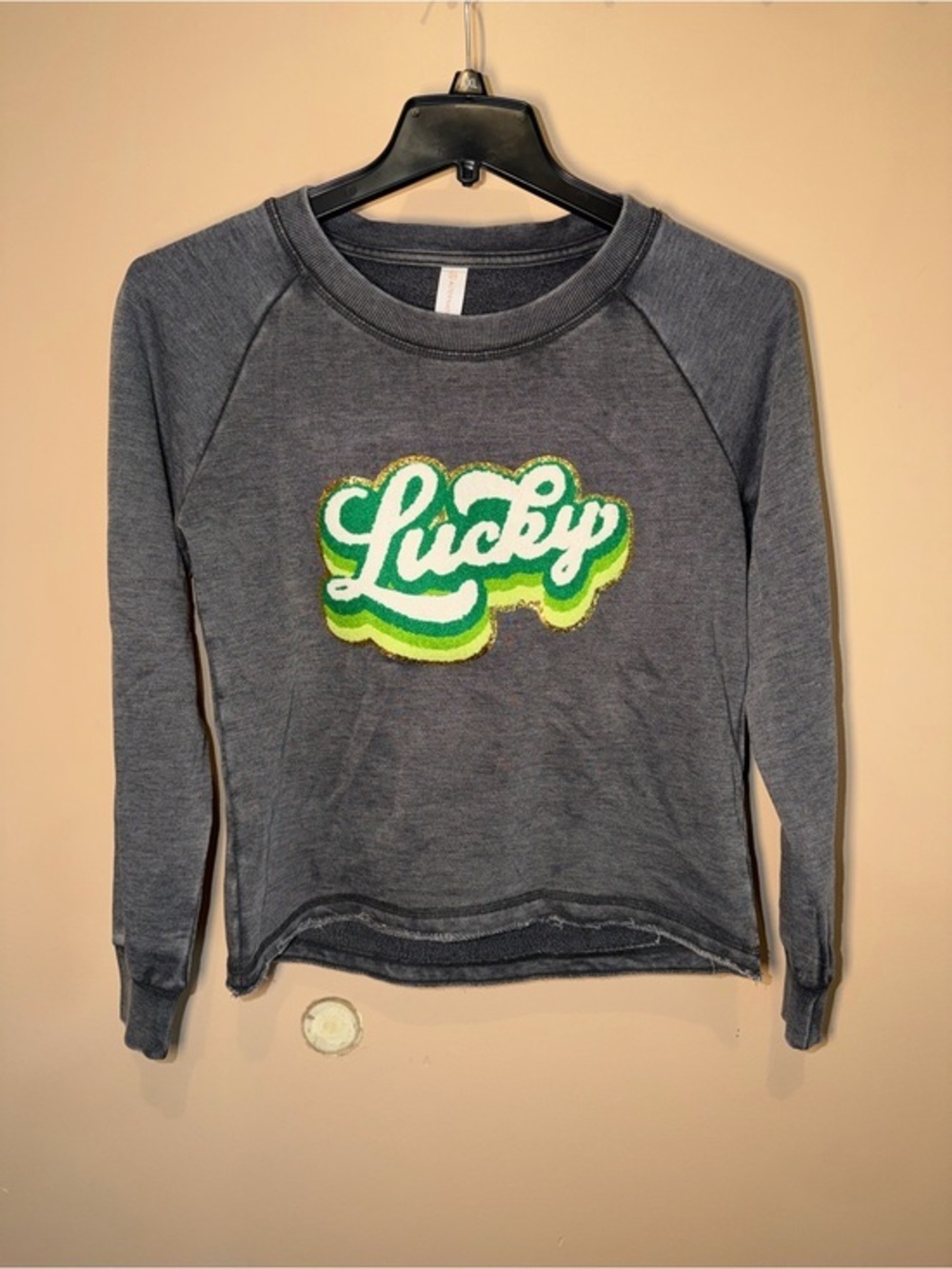 NWOT Alternative Apparel Women’s ‘Lucky’ Chenille Patch Sweatshirt